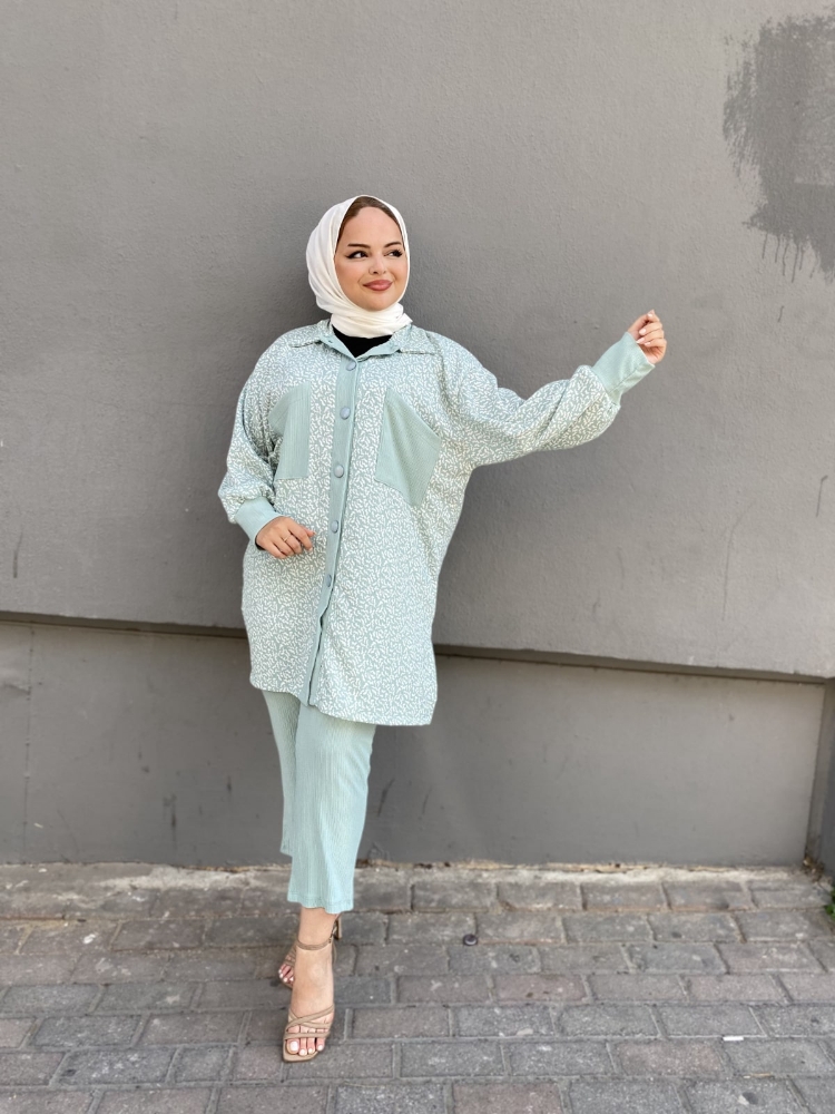 Çift cep ikili takım Mint 