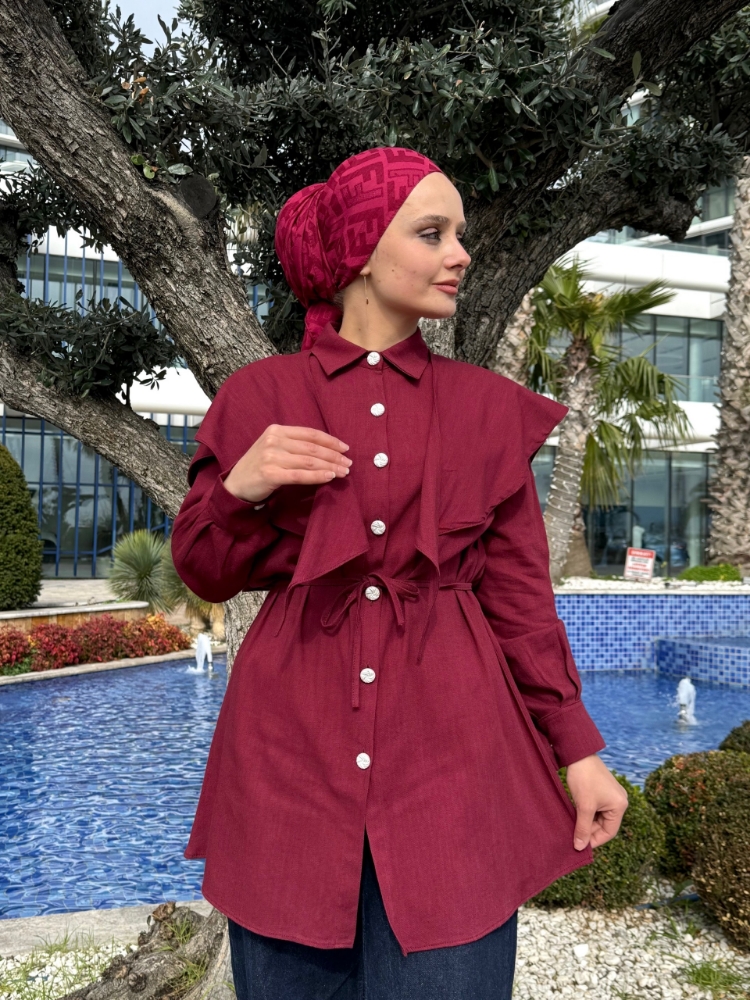 Resim 6522 Keten Şal Yaka Gömlek