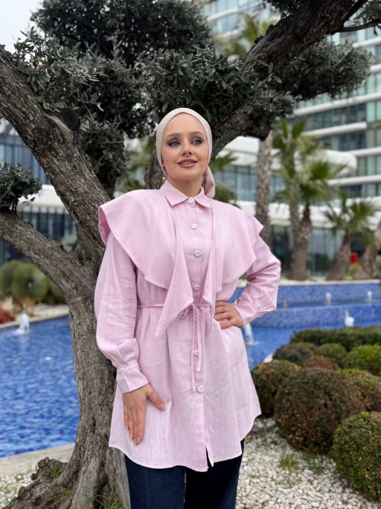 Resim 6522 Keten Şal Yaka Gömlek