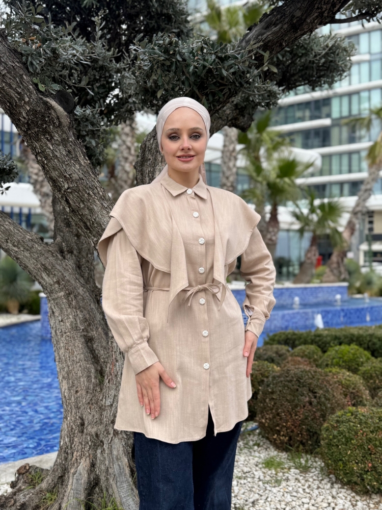 Resim 6522 Keten Şal Yaka Gömlek