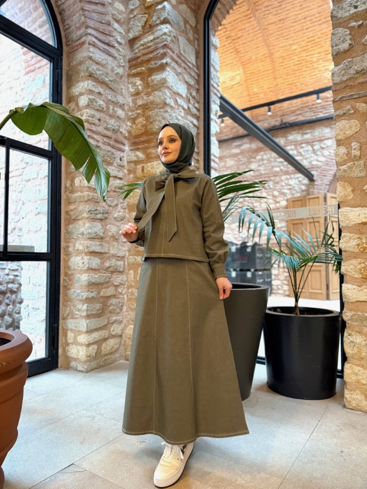 Resim 6518 Likralı Kot Etek Takım 