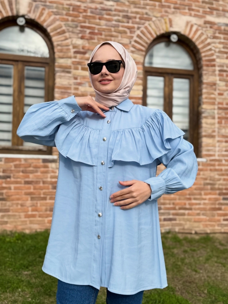 6534 Cupra Fırfırlı Gömlek