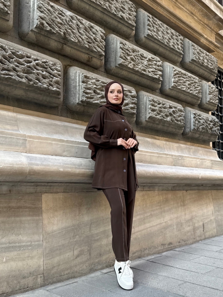 Resim 6510 Diagonal Belden Bağlamalı Pantolon Takım