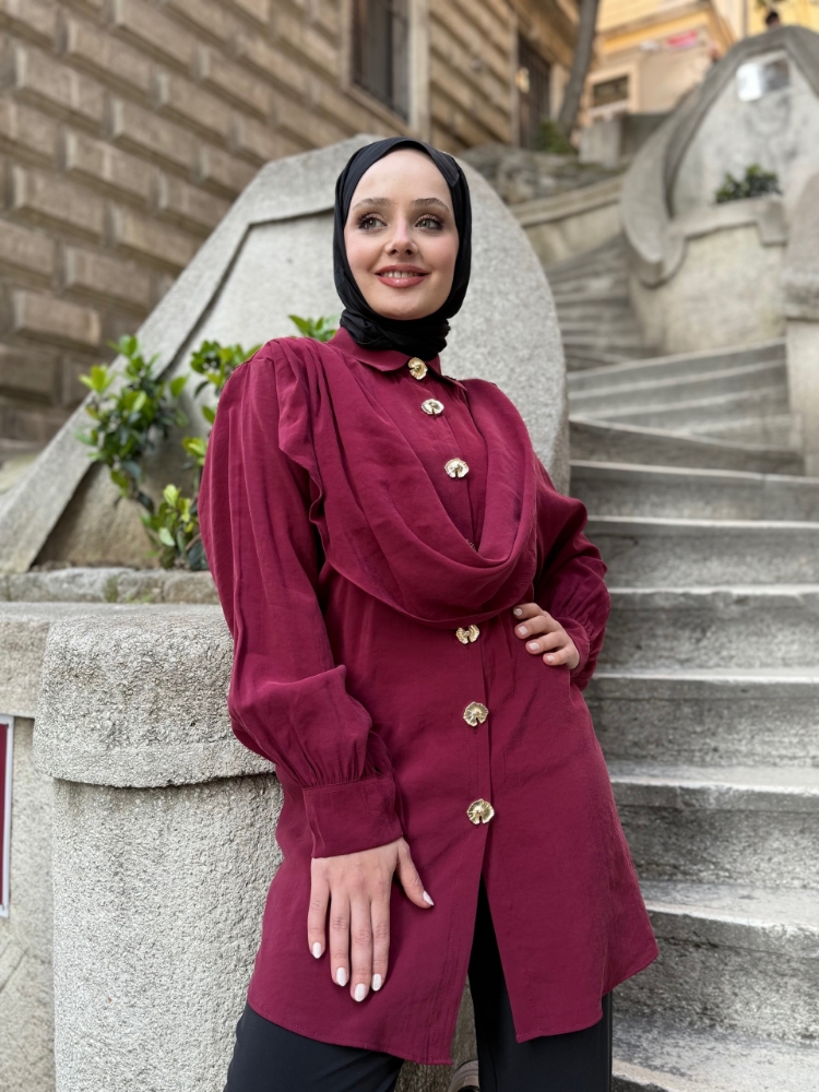 Resim 6528 Modal Şal Detaylı Gömlek