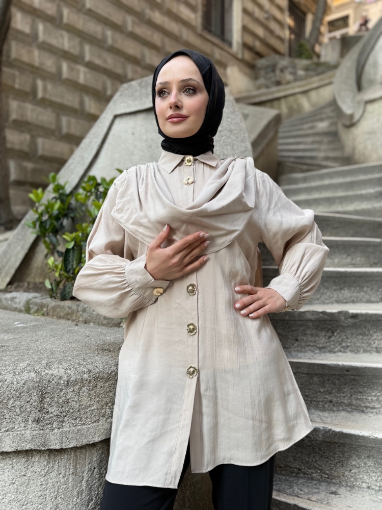 Resim 6528 Modal Şal Detaylı Gömlek